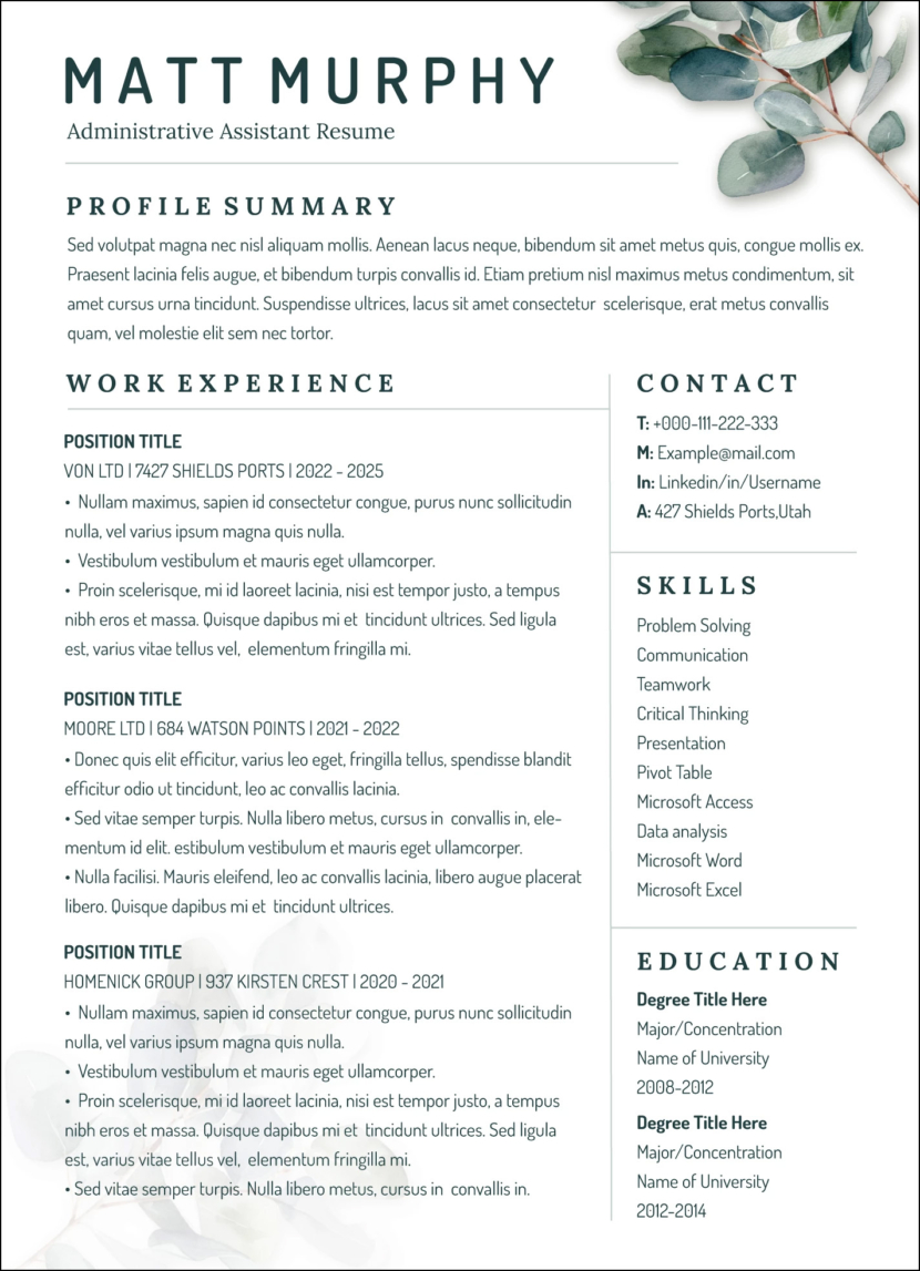 Administrative Assistant Resume