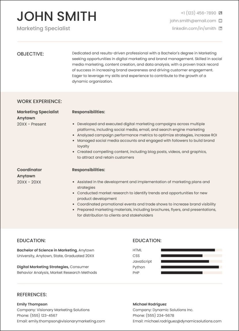 free minimalist google docs resume template