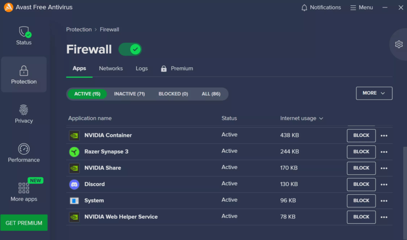 avast antivirus screen shot