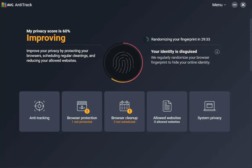 avg ultimate antitrack interface screen shot