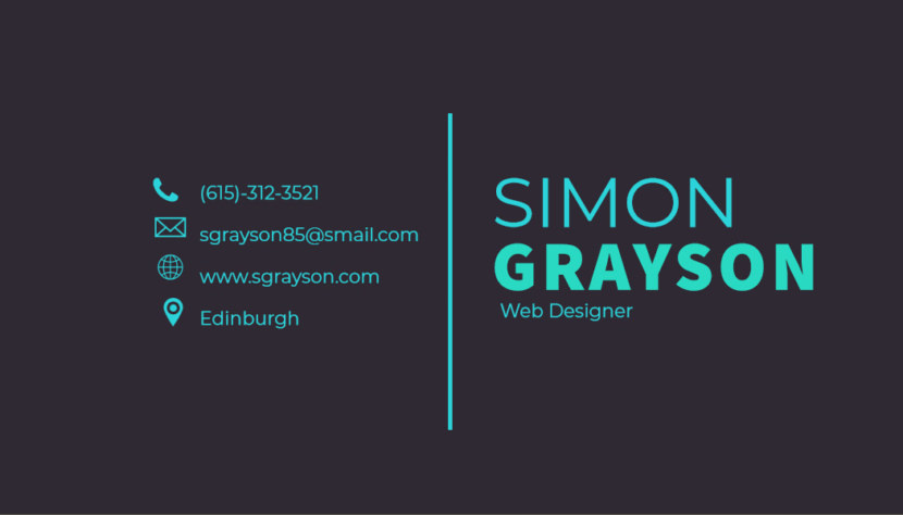 Screenshot of blank web designer Business Card Template