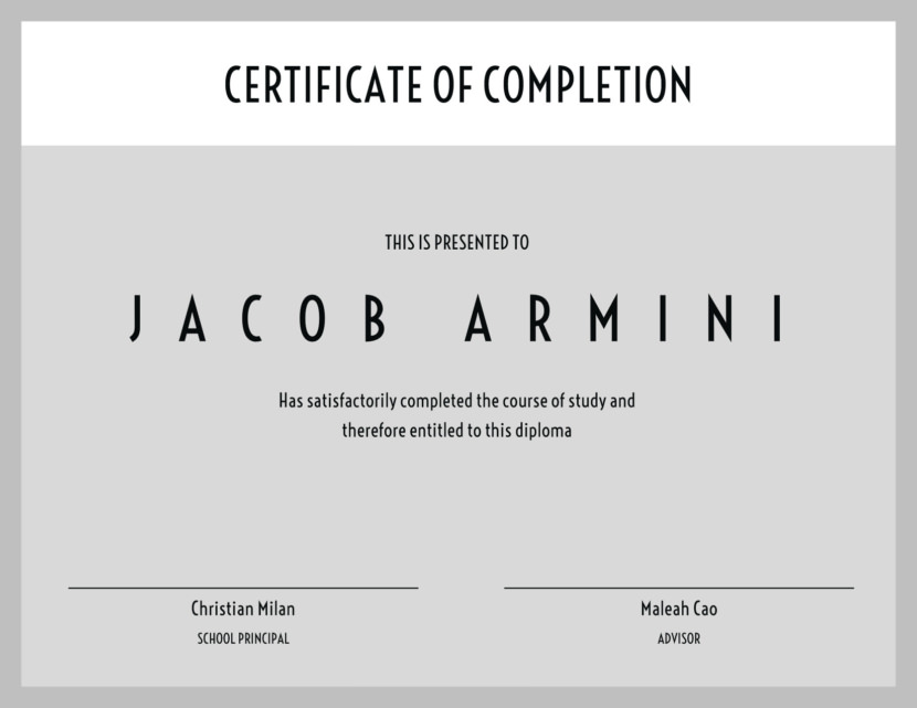 Screenshot of blank diploma certificate template