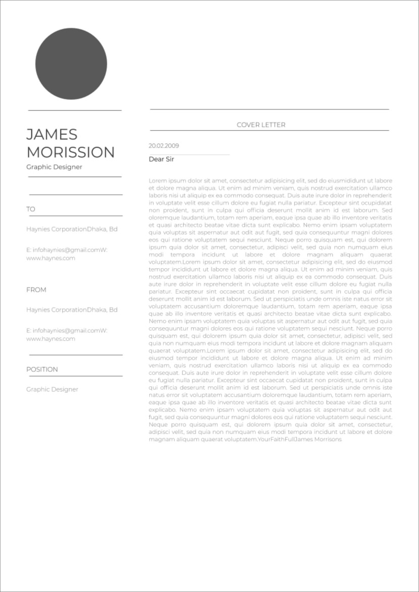 Screenshot of free cover letter template in Google Docs