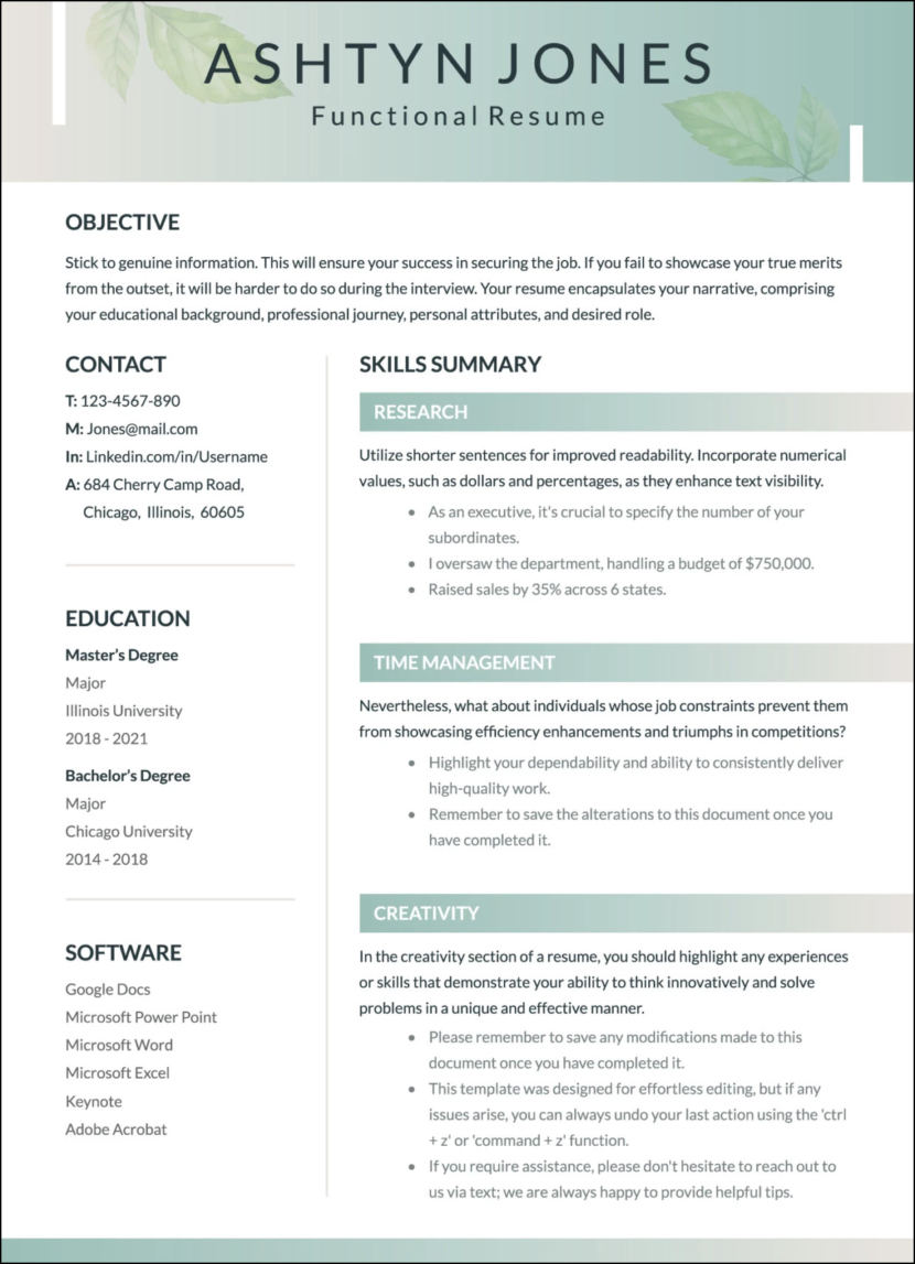 Functional Resume