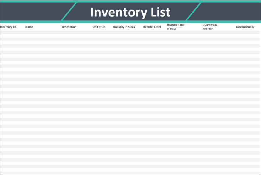 Screenshot of a free stock inventory checklist template