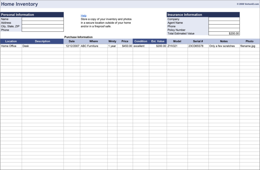 Screenshot of a free stock inventory checklist template