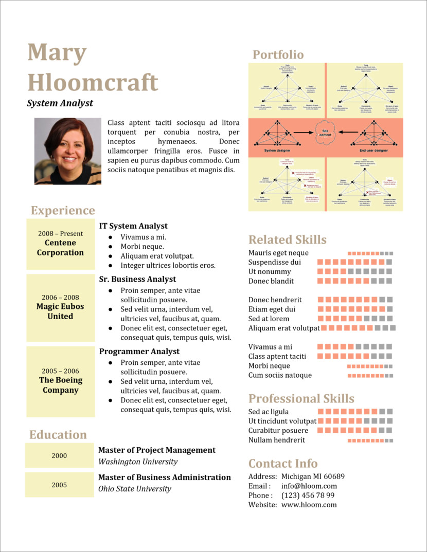 Screenshot of resume and CV template in Microsoft Office Docx format or Google Docs format that is available for download for free