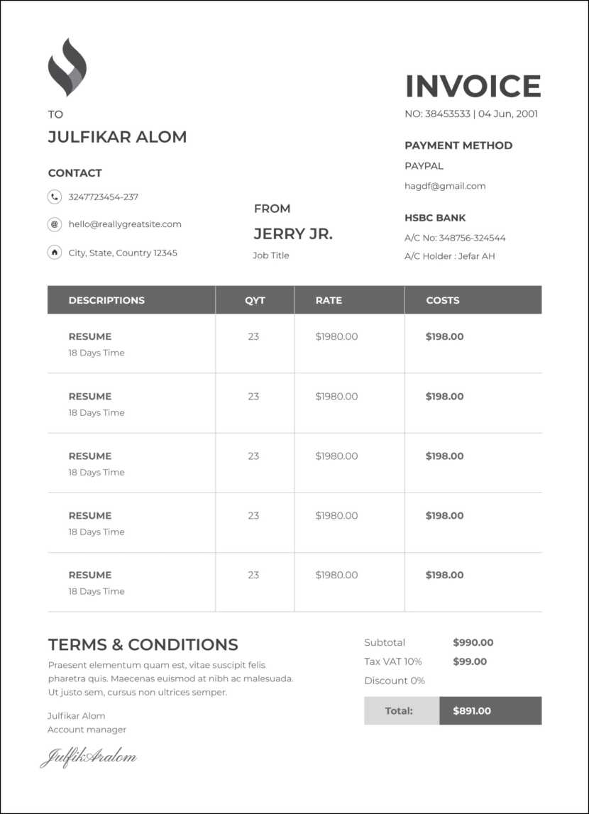 Minimal Invoice