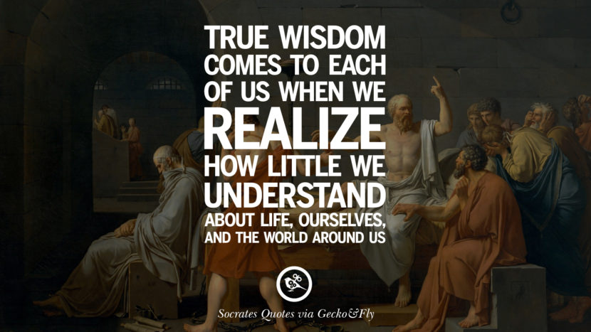 True wisdom comes to each of us when they realize how little they understand about life, ourselves, and the world around us. Quotes by Socrates